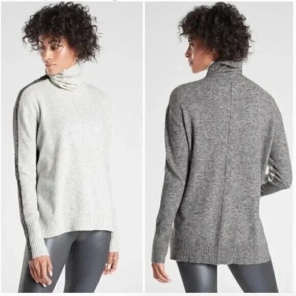 Athleta Transit Colorblock Turtleneck Sweater Merino Wool Blend Pullover - Picture 1 of 6